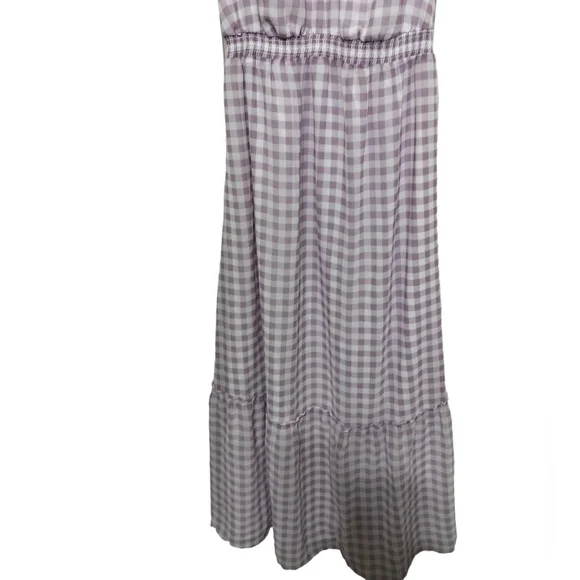 (1643)Isabel Maternity Purple Gingham Spring Maxi Dress Size XS - Picture 5 of 8